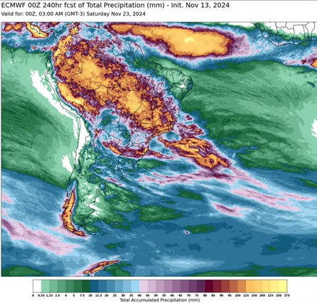 South America precip map on 11.13.24