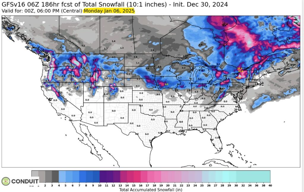 US Snowfall Map