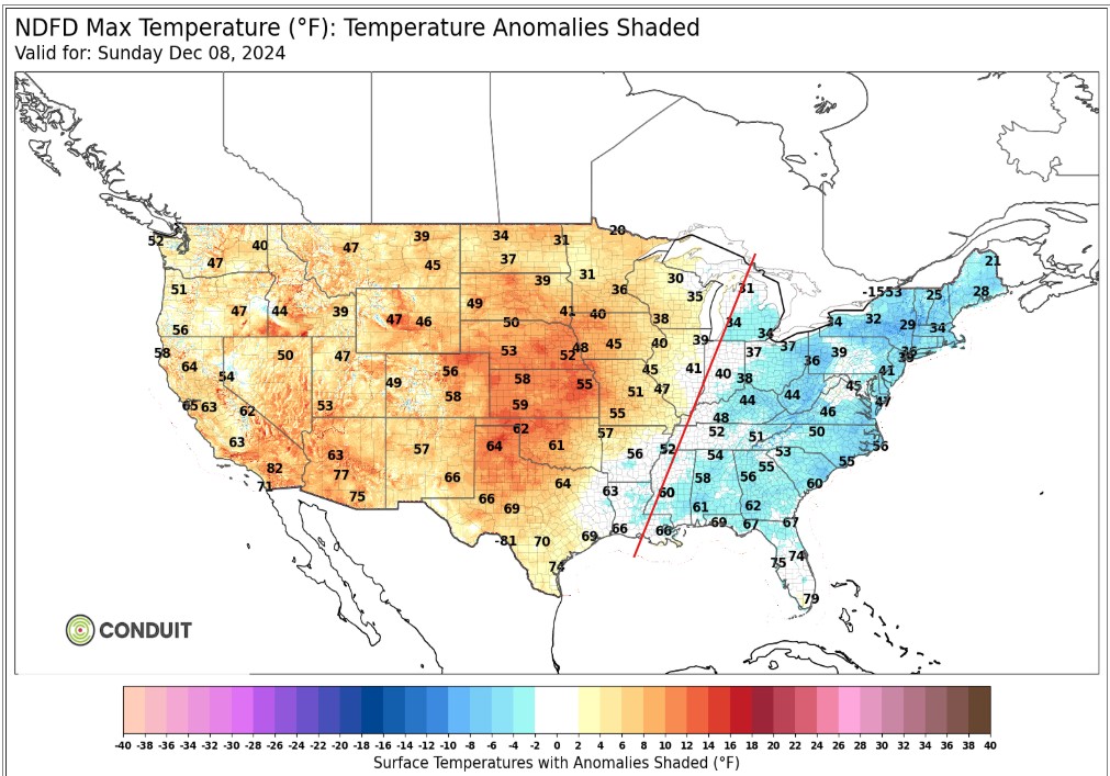 Max Temperatures in US 12.2.24