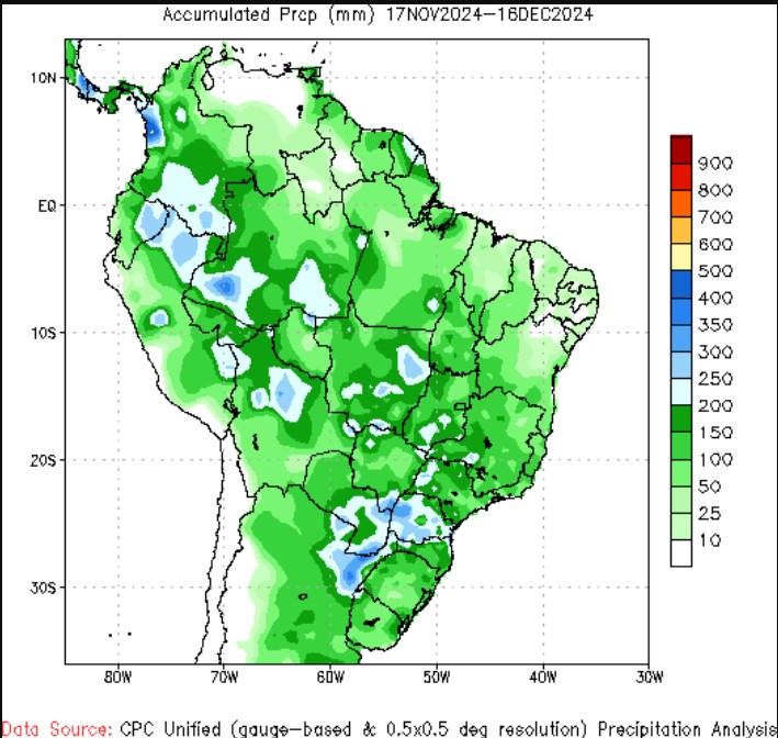 South America weather map
