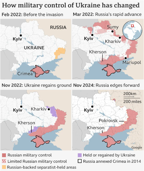Ukraine Military Control Map 1.22.25